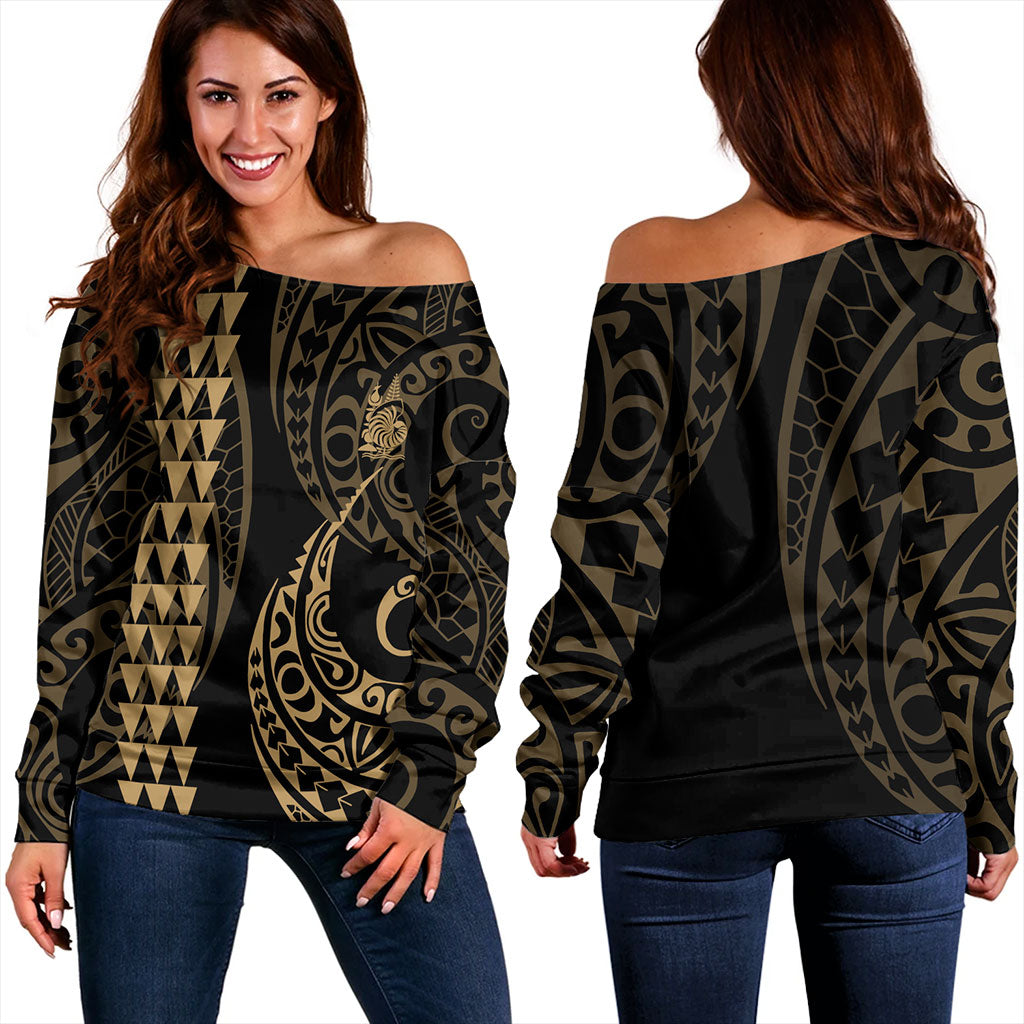 New Caledonia Off Shoulder Sweatshirt Kakau Style Ver.1