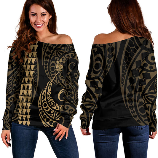 New Caledonia Off Shoulder Sweatshirt Kakau Style Ver.1