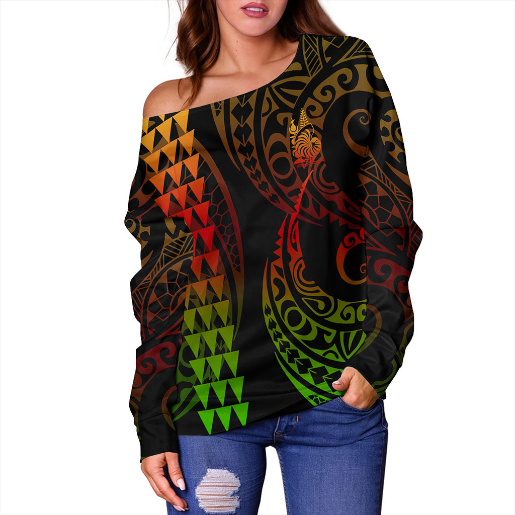 New Caledonia Off Shoulder Sweatshirt Kakau Style