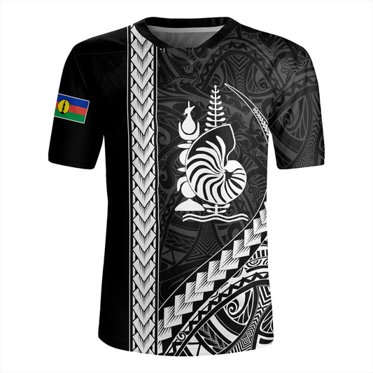 New Caledonia Rugby Jersey Tribal Melanesian Coat Of Arms