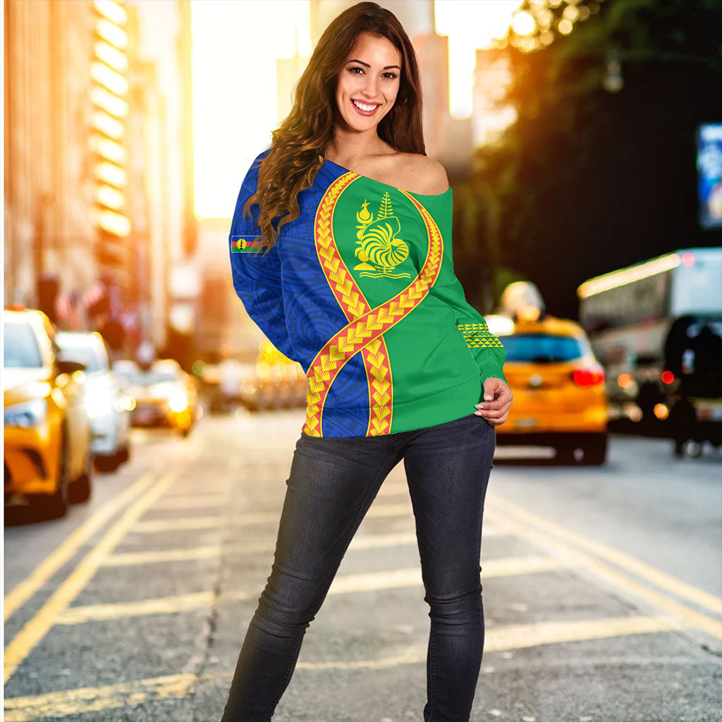 New Caledonia Off Shoulder Sweatshirt Tribal Polynesian In My Heart