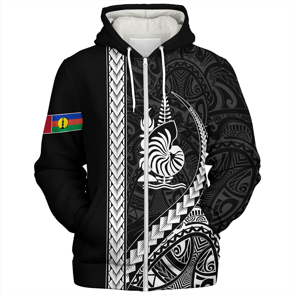 New Caledonia Sherpa Hoodie Tribal Melanesian Coat Of Arms