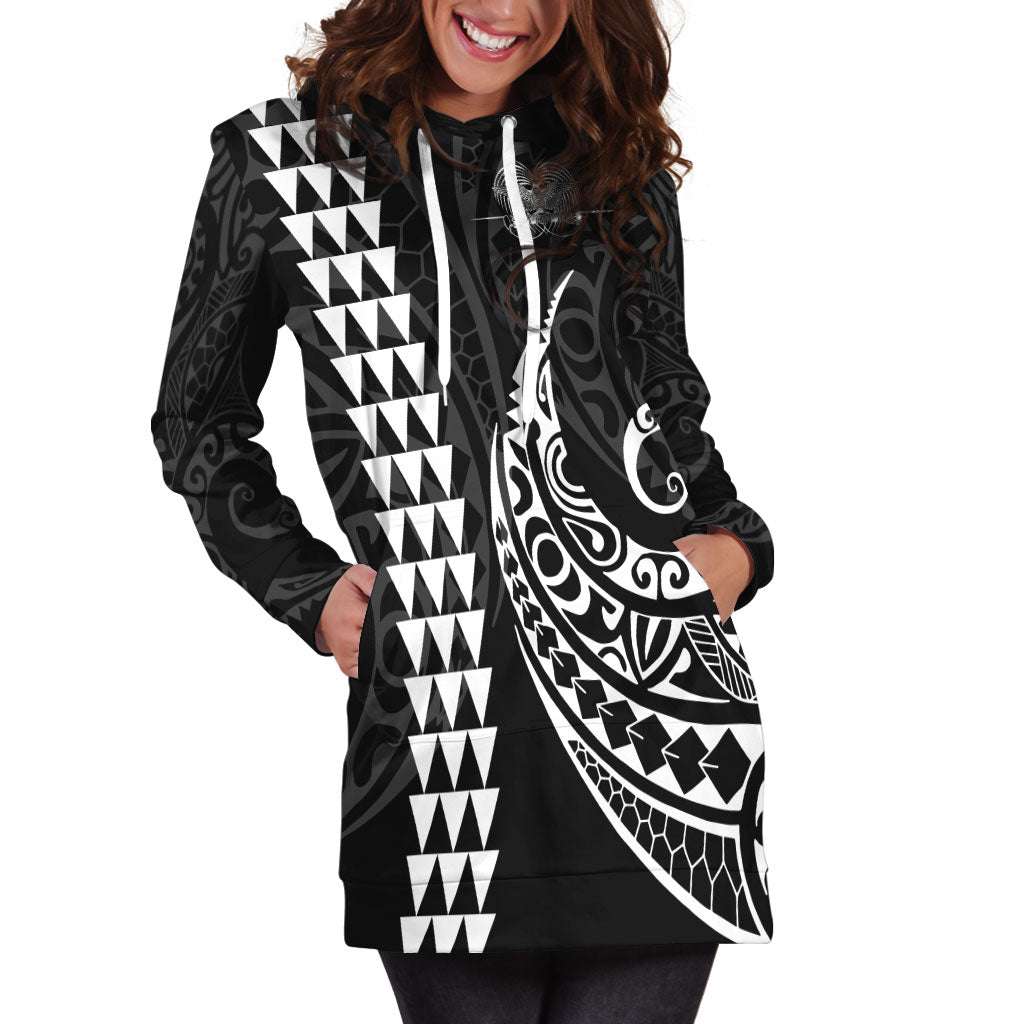 Papua New Guinea Hoodie Dress Kakau Style White
