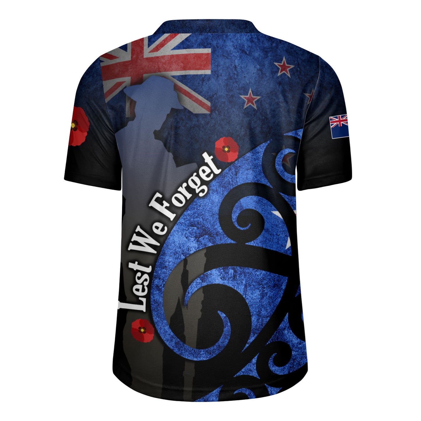New Zealand Custom Personalised Rugby Jersey Anzac Day Flag Maori Patterns