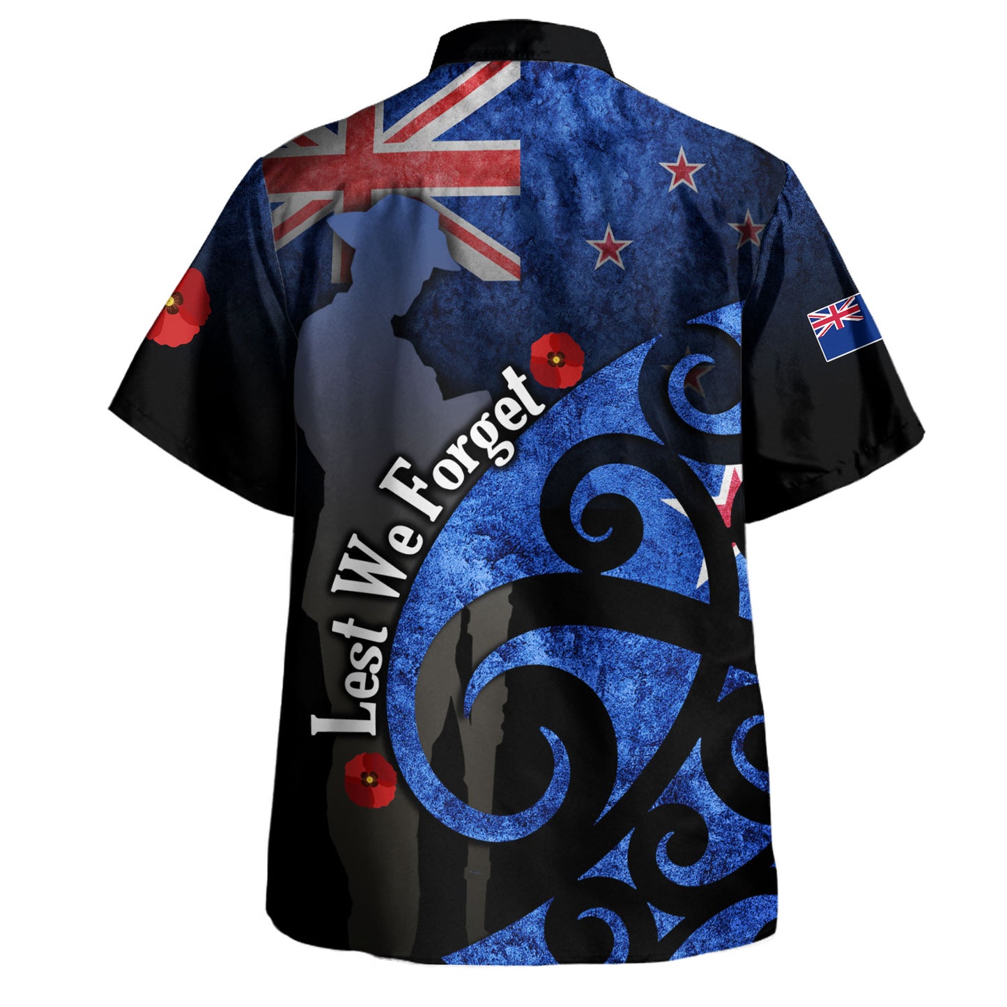 New Zealand Custom Personalised Hawaiian Shirt Anzac Day Flag Maori Patterns