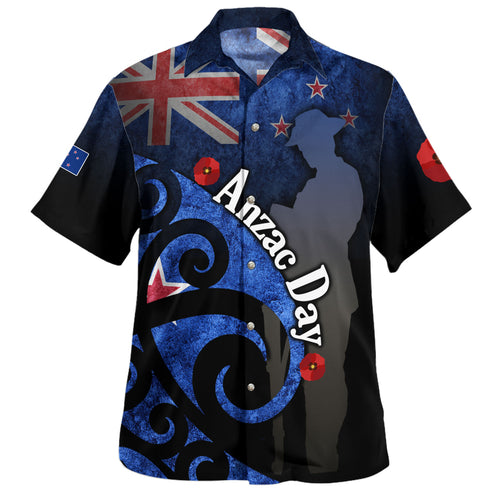 New Zealand Custom Personalised Hawaiian Shirt Anzac Day Flag Maori Patterns