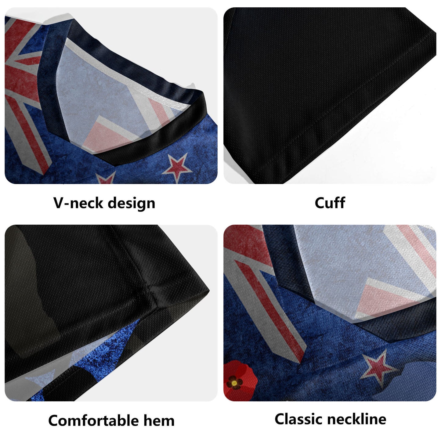 New Zealand Custom Personalised Rugby Jersey Anzac Day Flag Maori Patterns