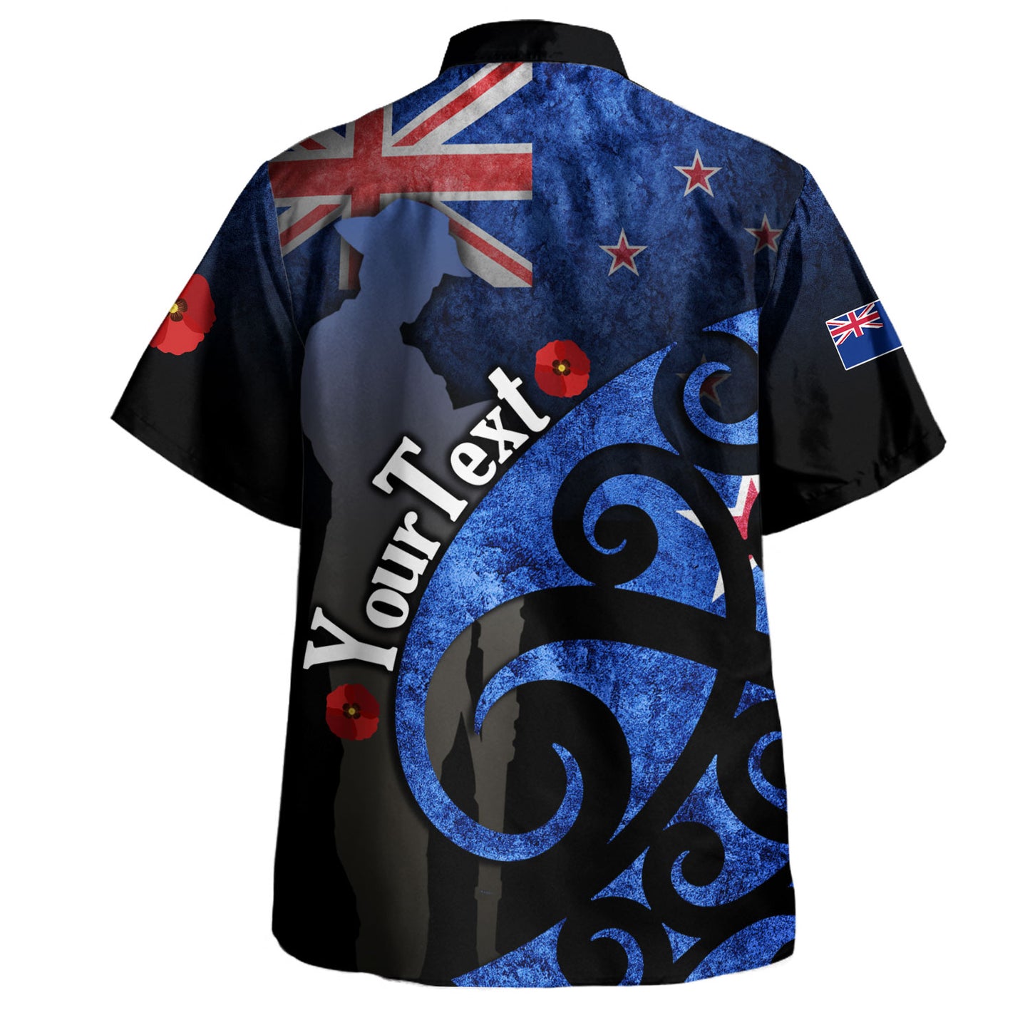 New Zealand Custom Personalised Hawaiian Shirt Anzac Day Flag Maori Patterns