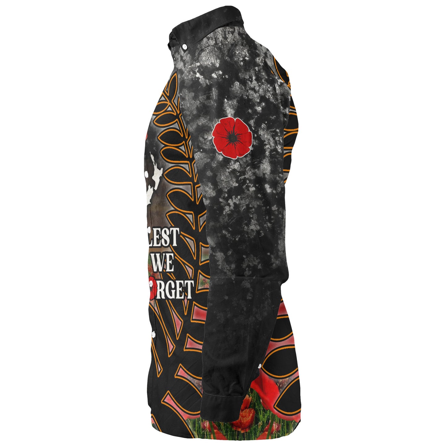 New Zealand Long Sleeve Shirt Custom Anzac Day Lest We Forget Silver Fern