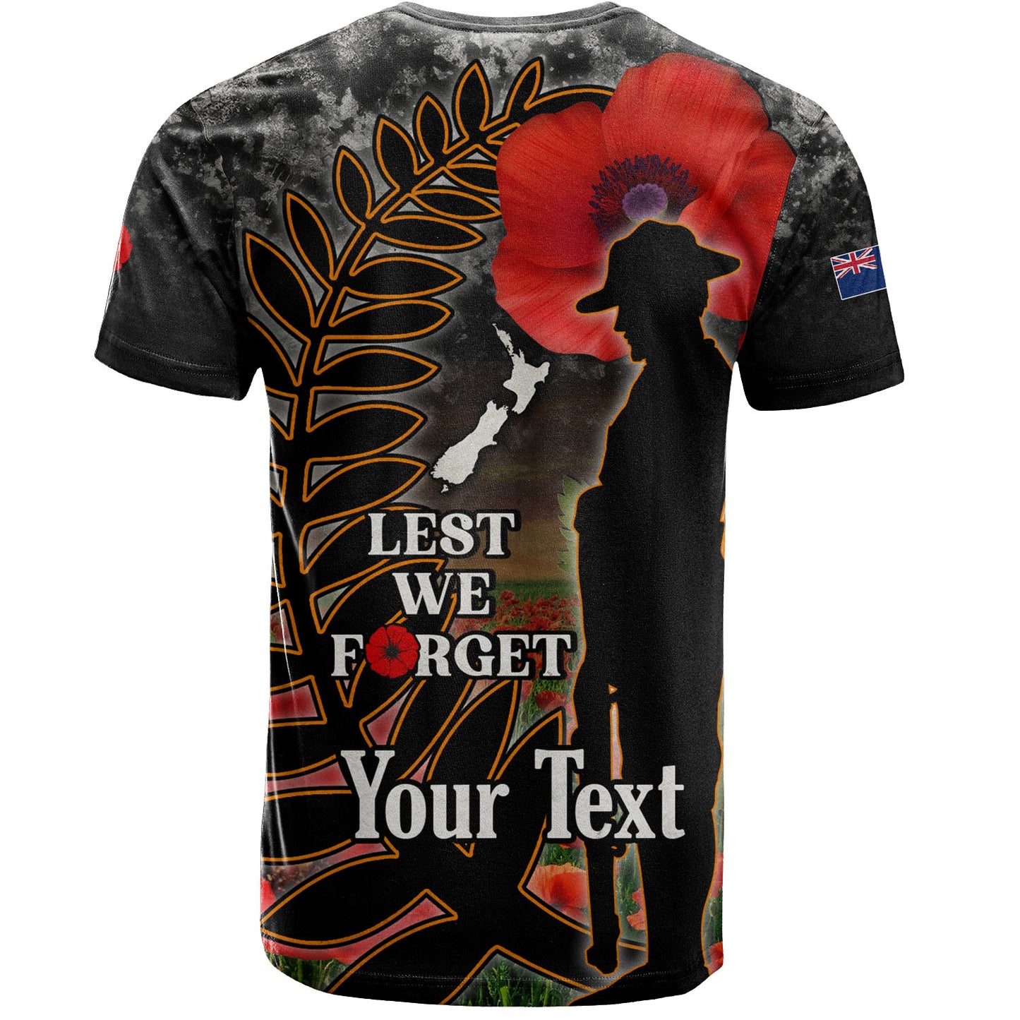 New Zealand T-Shirt Custom Anzac Day Lest We Forget Silver Fern