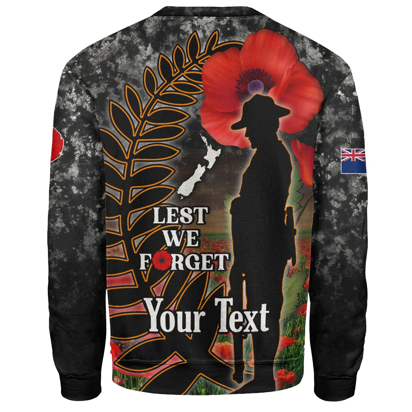 New Zealand Sweatshirt Custom Anzac Day Lest We Forget Silver Fern