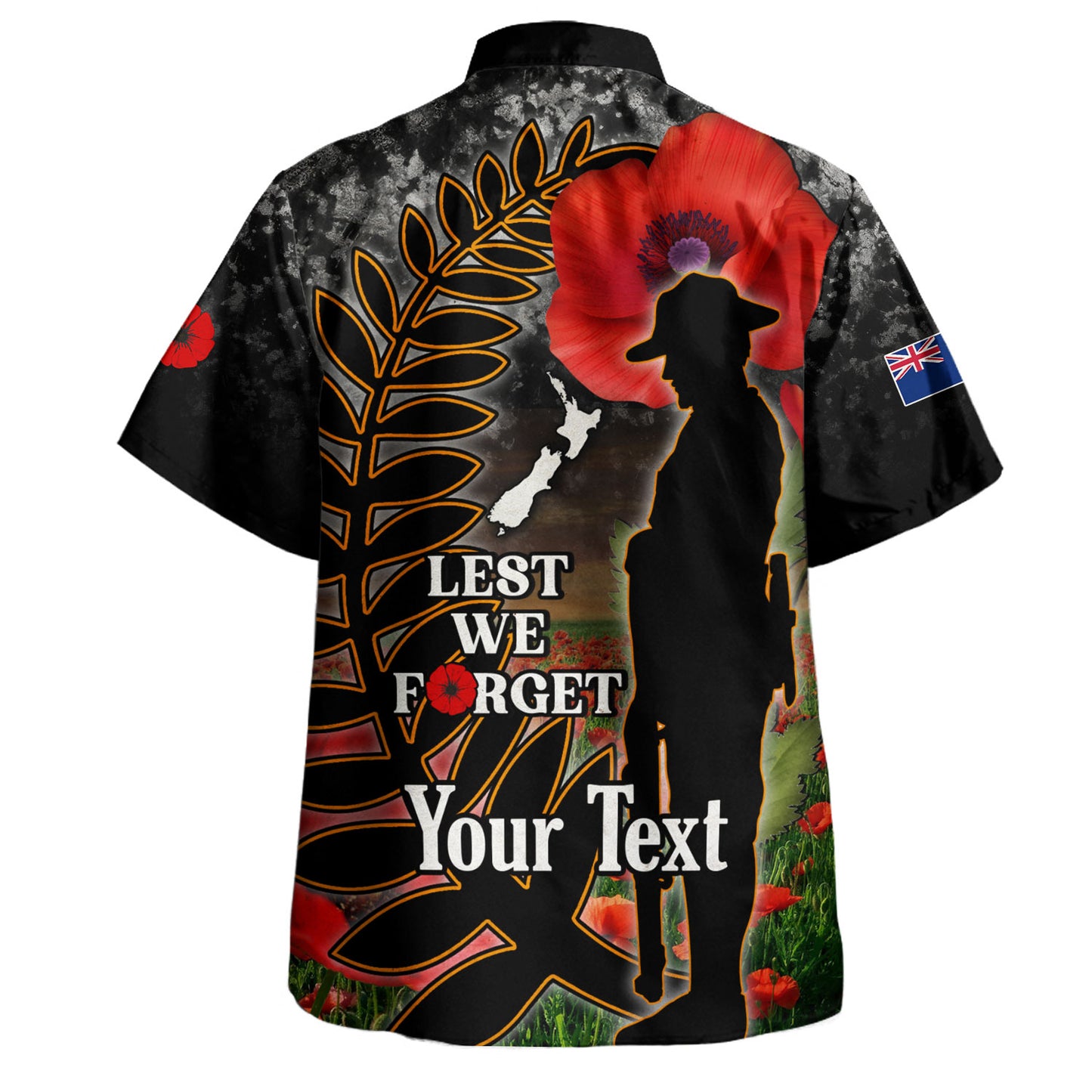 New Zealand Hawaiian Shirt Custom Anzac Day Lest We Forget Silver Fern
