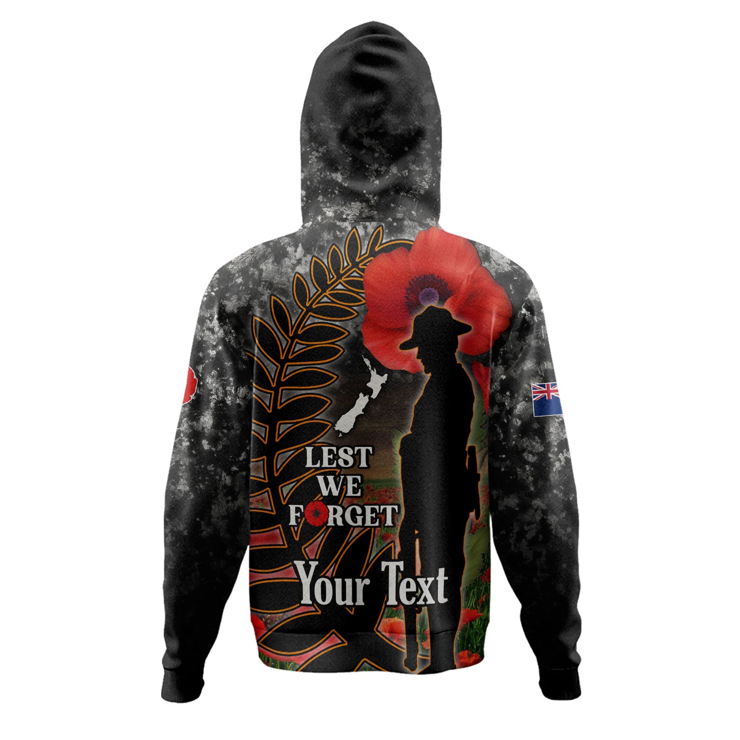 New Zealand Hoodie Custom Anzac Day Lest We Forget Silver Fern