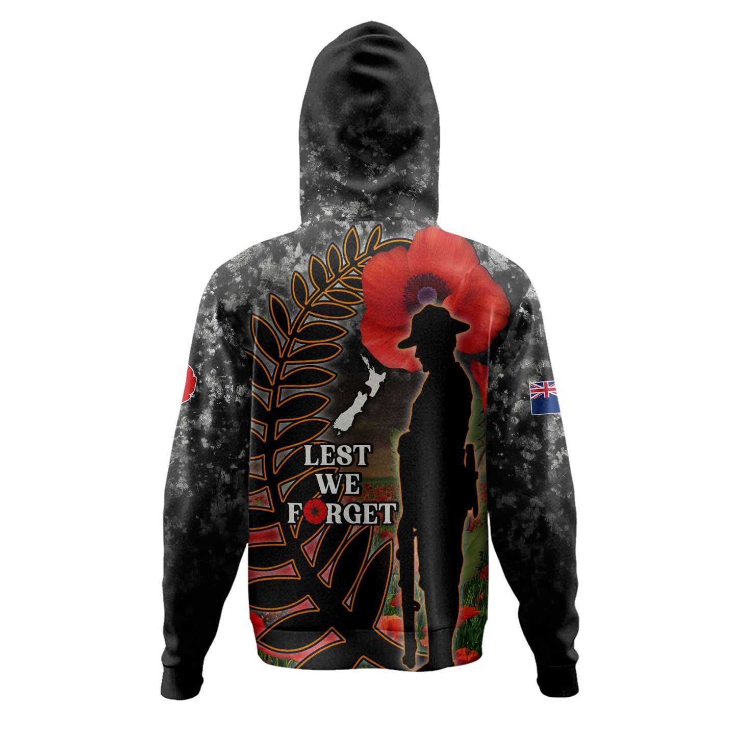 New Zealand Hoodie Custom Anzac Day Lest We Forget Silver Fern