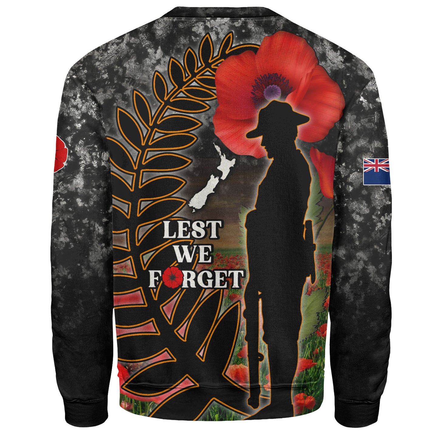 New Zealand Sweatshirt Custom Anzac Day Lest We Forget Silver Fern