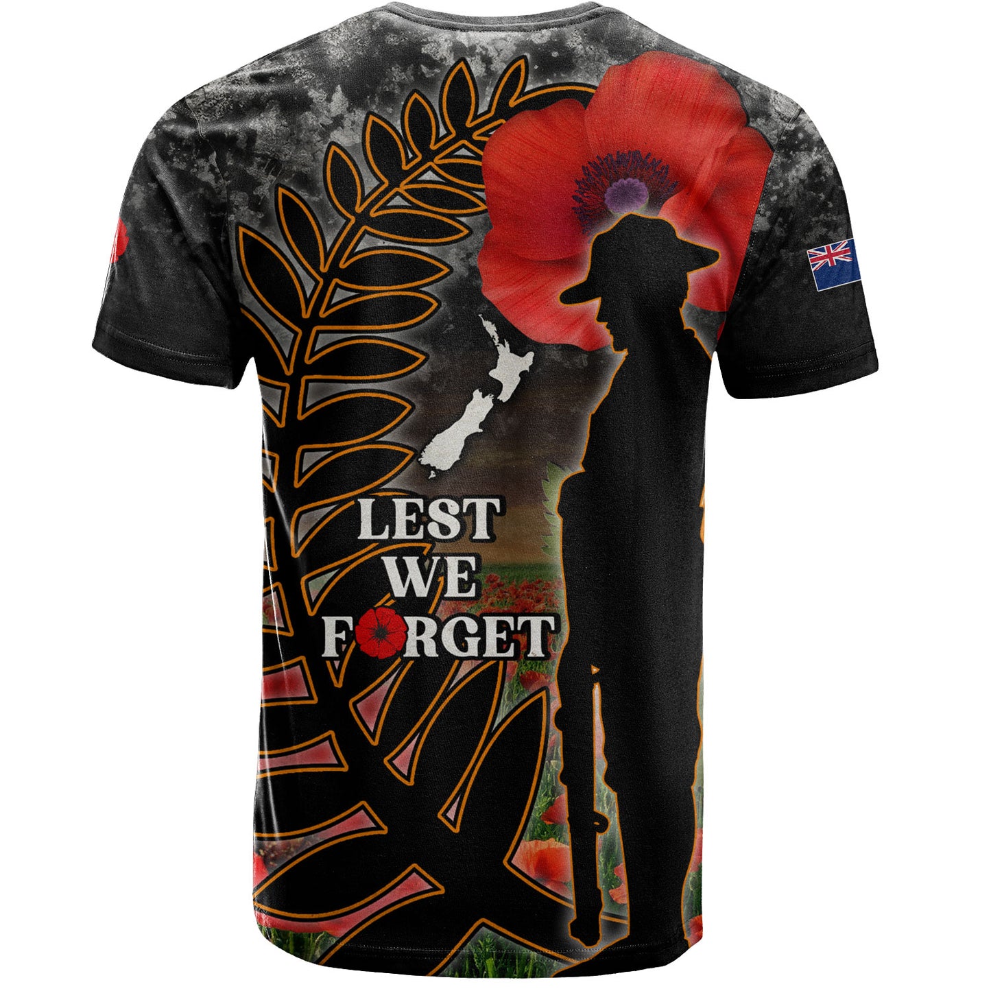 New Zealand T-Shirt Custom Anzac Day Lest We Forget Silver Fern