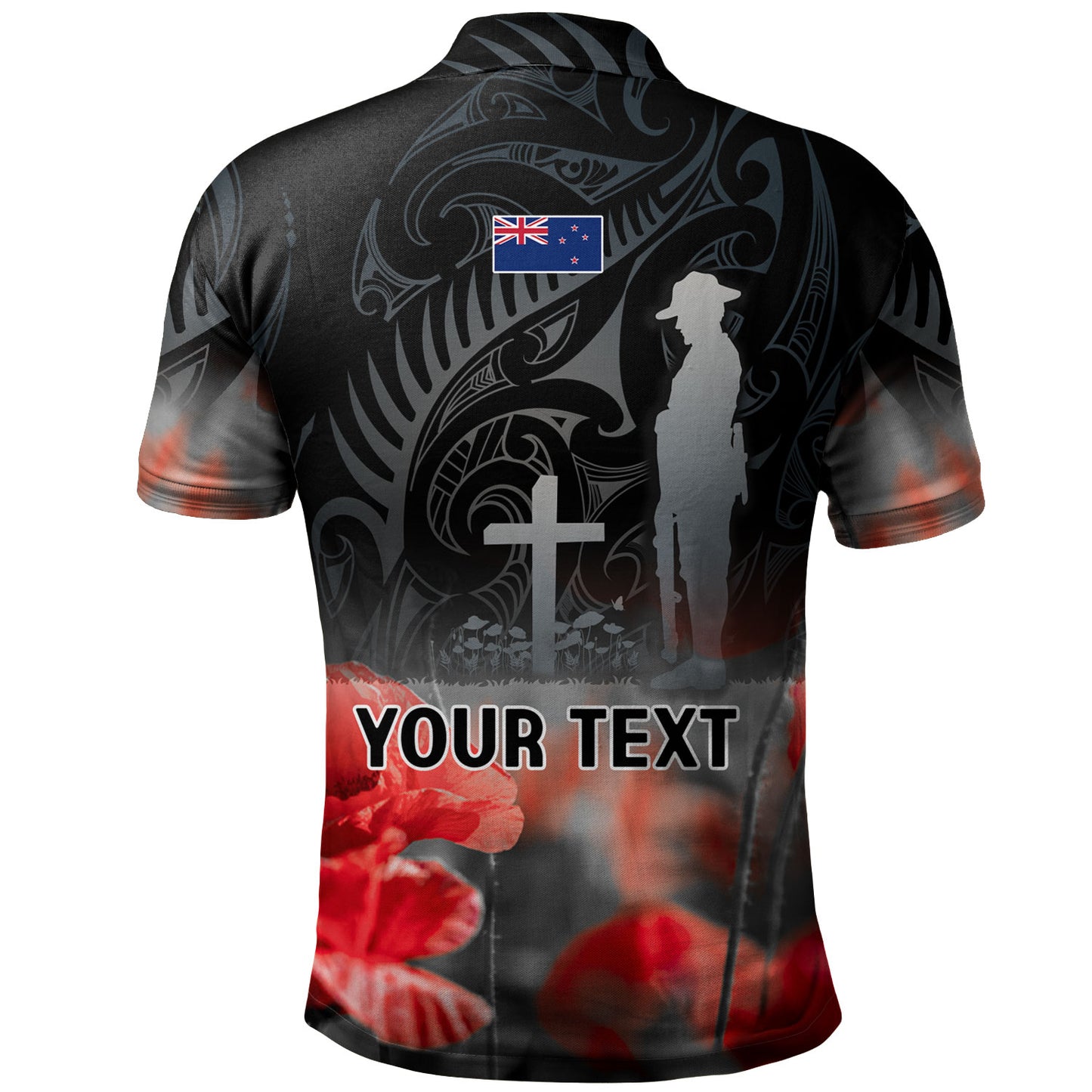 New Zealand Custom Personalised Polo Shirt  Anzac Day Silver Fern Maori Style