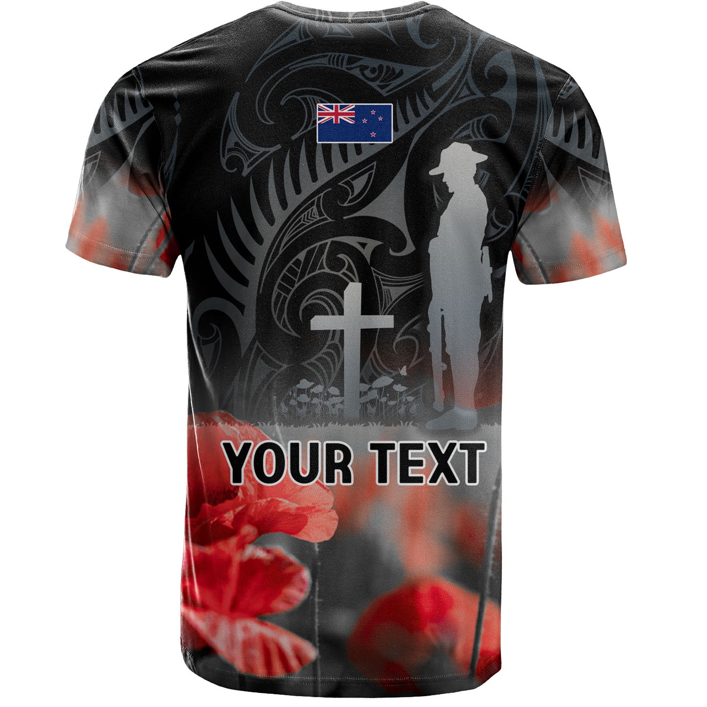 New Zealand Custom Personalised T-Shirt  Anzac Day Silver Fern Maori Style