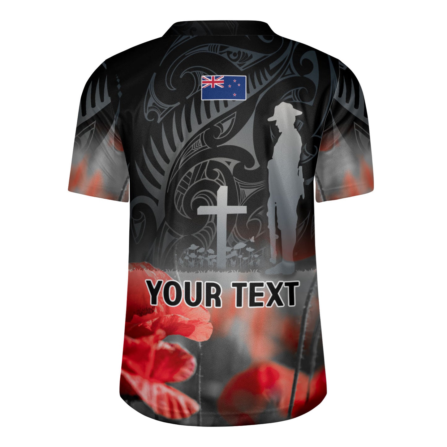 New Zealand Custom Personalised Rugby Jersey  Anzac Day Silver Fern Maori Style