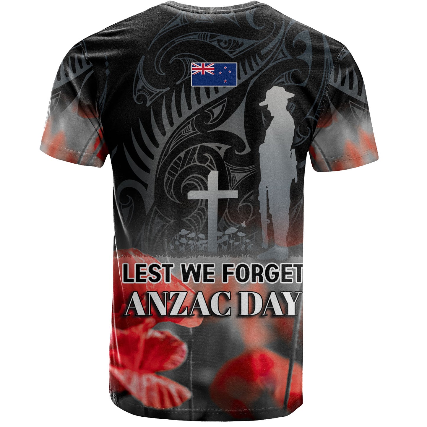 New Zealand Custom Personalised T-Shirt  Anzac Day Silver Fern Maori Style