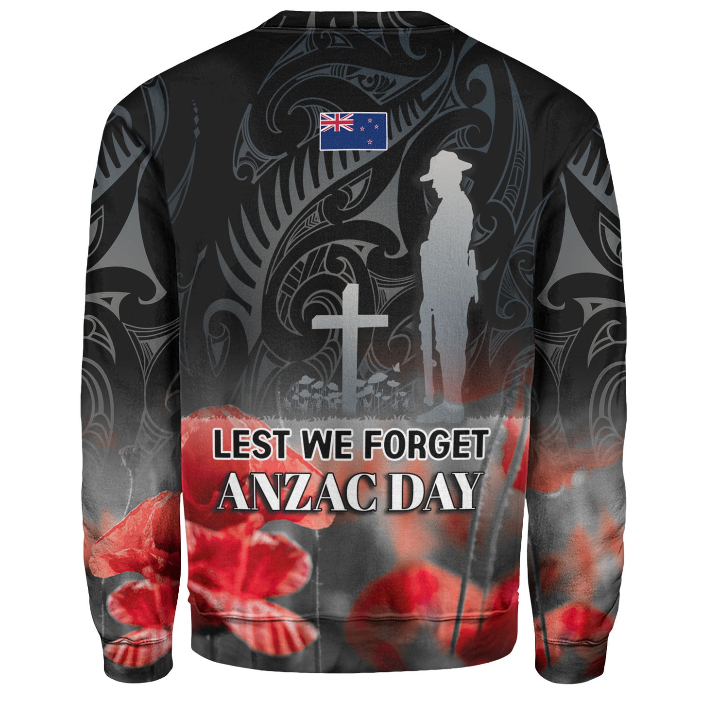 New Zealand Custom Personalised Sweatshirt  Anzac Day Silver Fern Maori Style
