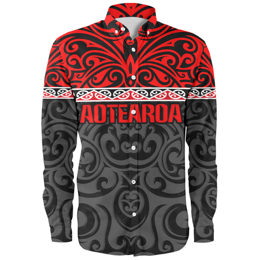 New Zealand Custom Personalised Long Sleeve Shirt Aotearoa Kowhaiwhai Patterns