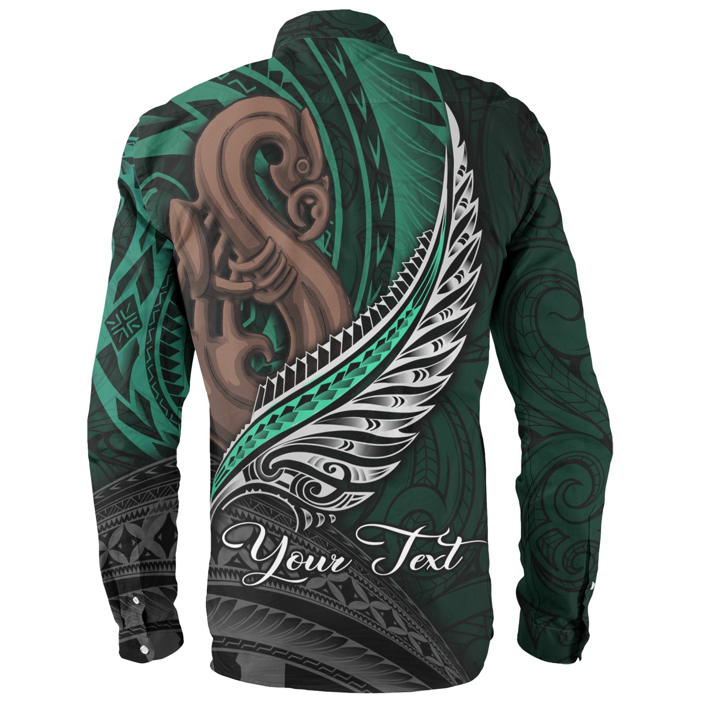 New Zealand Custom Personalised Long Sleeve Shirt Aotearoa Manaia Maori Patterns
