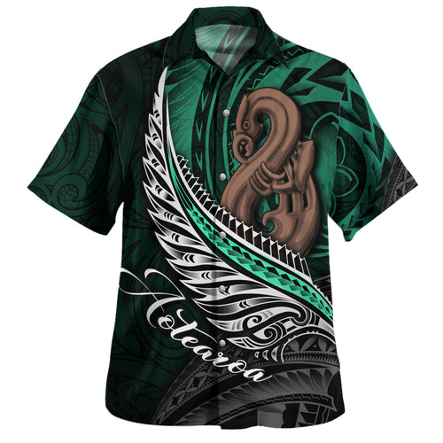 New Zealand Custom Personalised Hawaiian Shirt Aotearoa Manaia Maori Patterns