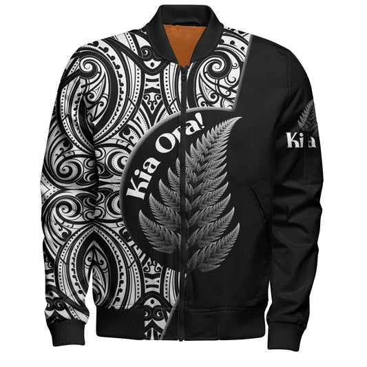New Zealand Custom Personalised Bomber Jacket Kia Ora Silver Ferns Style