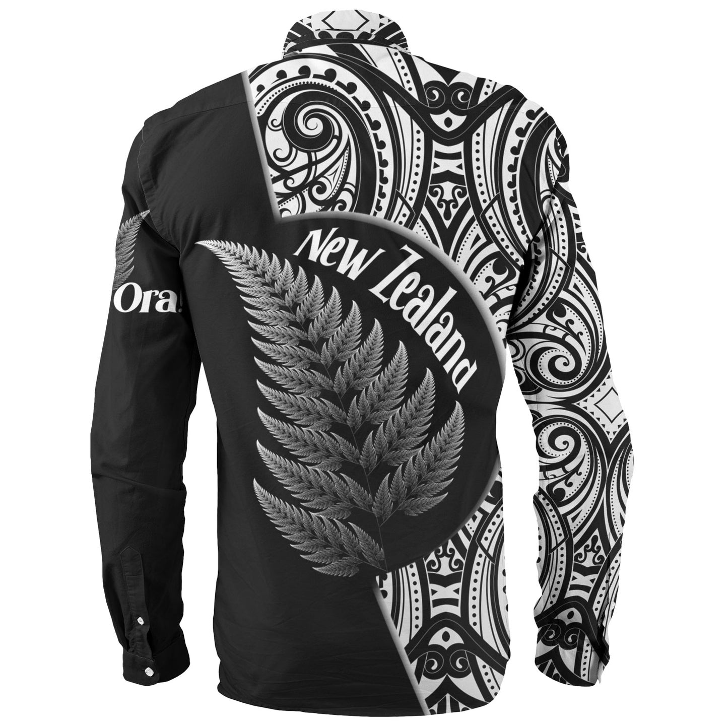 New Zealand Custom Personalised Long Sleeve Shirt Kia Ora Silver Ferns Style