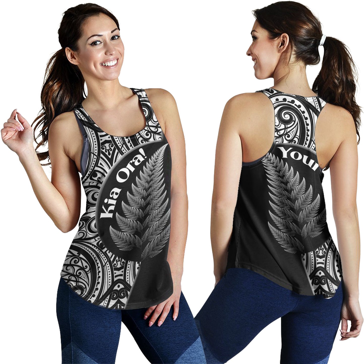 New Zealand Custom Personalised Women Tank Kia Ora Silver Ferns Style