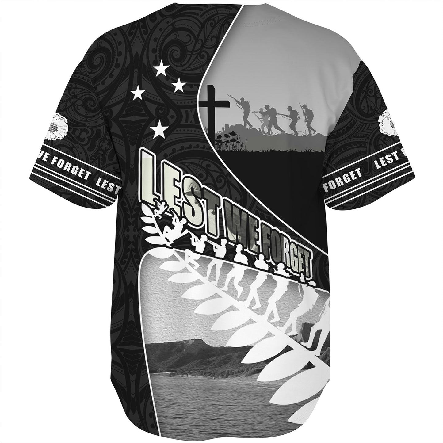 New Zealand Baseball Shirt Lest We Forget Anzac Bay Beach