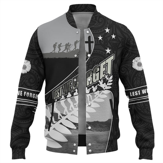 New Zealand Baseball Jacket Lest We Forget Anzac Bay Beach