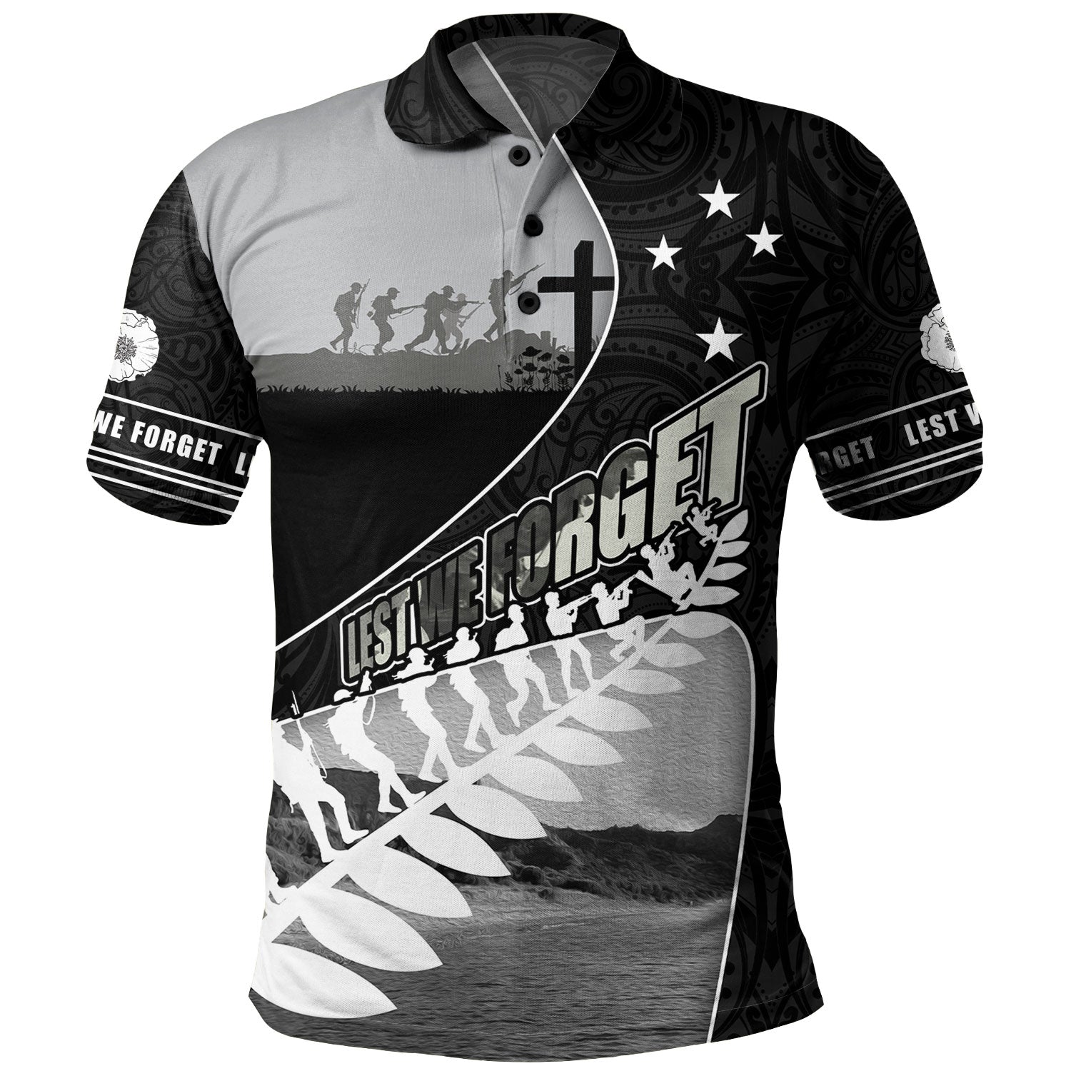 New Zealand Polo Shirt Lest We Forget Anzac Bay Beach