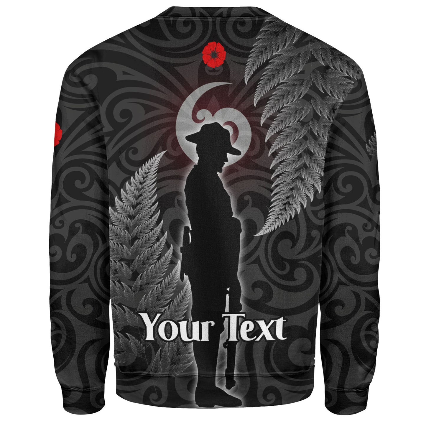 New Zealand Custom Personalised Sweatshirt Lest We Forget Koru Maori Pattern