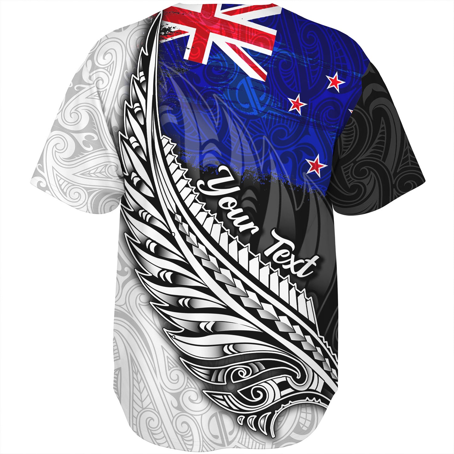 New Zealand Custom Personalised Baseball Shirt Maori Silver Fern Flag Vibes