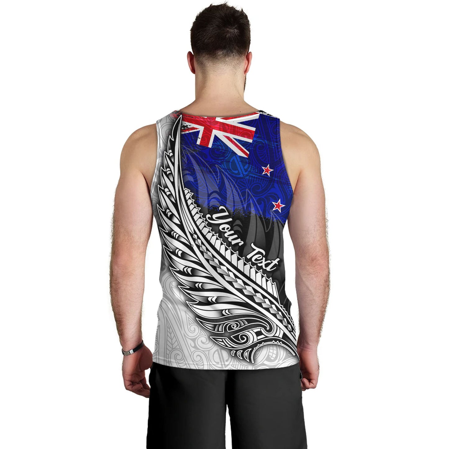 New Zealand Custom Personalised Tank Top Maori Silver Fern Flag Vibes