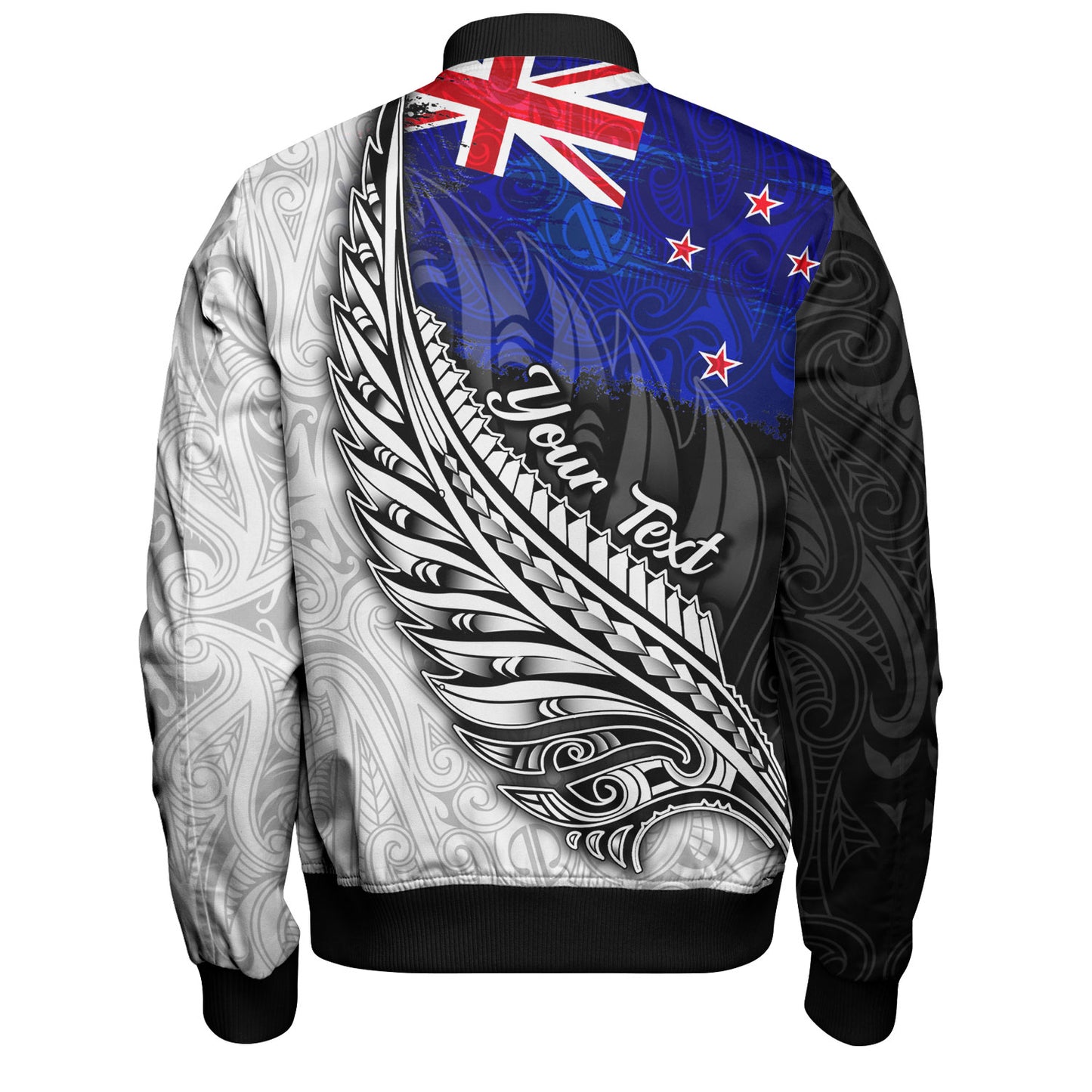 New Zealand Custom Personalised Bomber Jacket Maori Silver Fern Flag Vibes