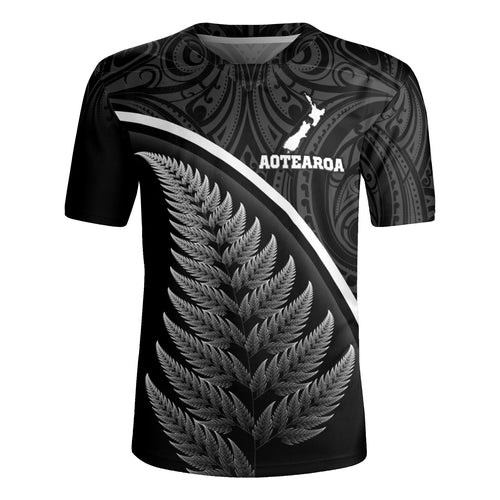 New Zealand Custom Personalised Rugby Jersey Maori Style Ethnic Curve Design