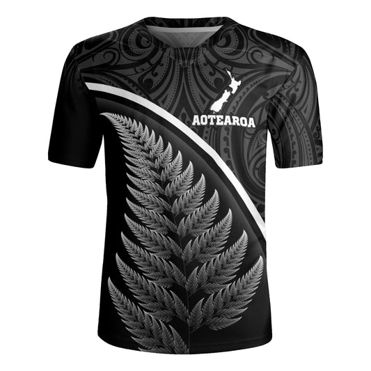 New Zealand Custom Personalised Rugby Jersey Maori Style Ethnic Curve Design