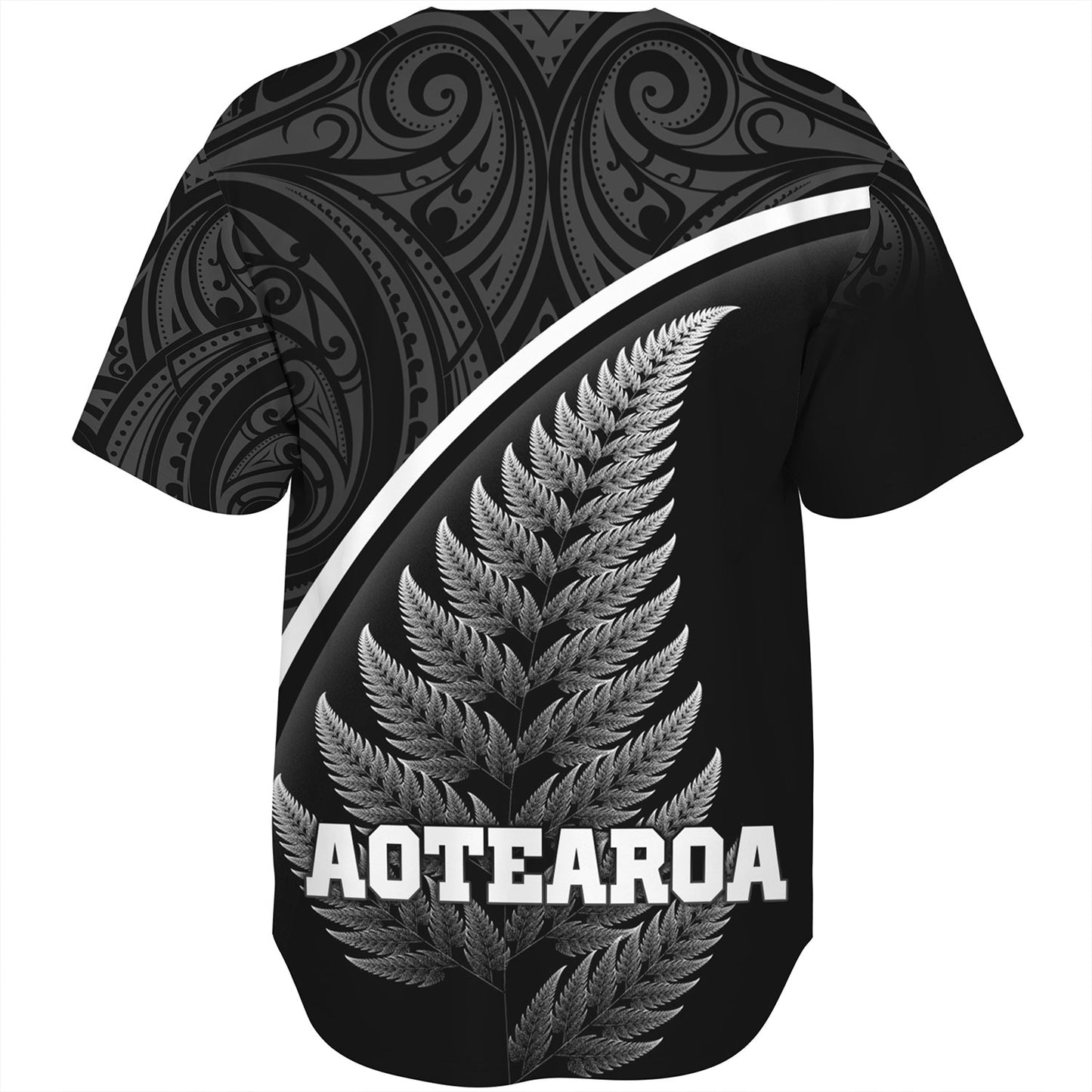 New Zealand Custom Personalised Baseball Shirt Maori Style Ethnic Curve Design