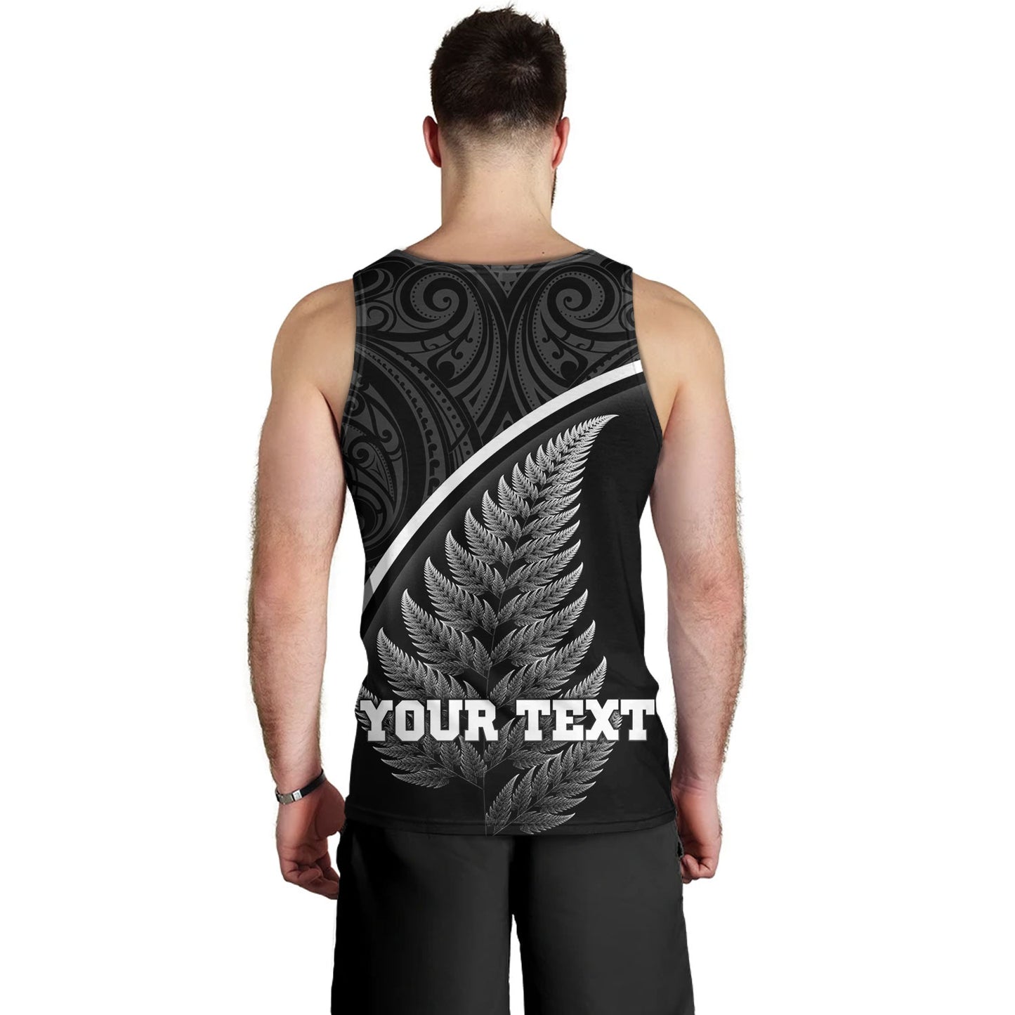 New Zealand Custom Personalised Tank Top Maori Style Ethnic Curve Design