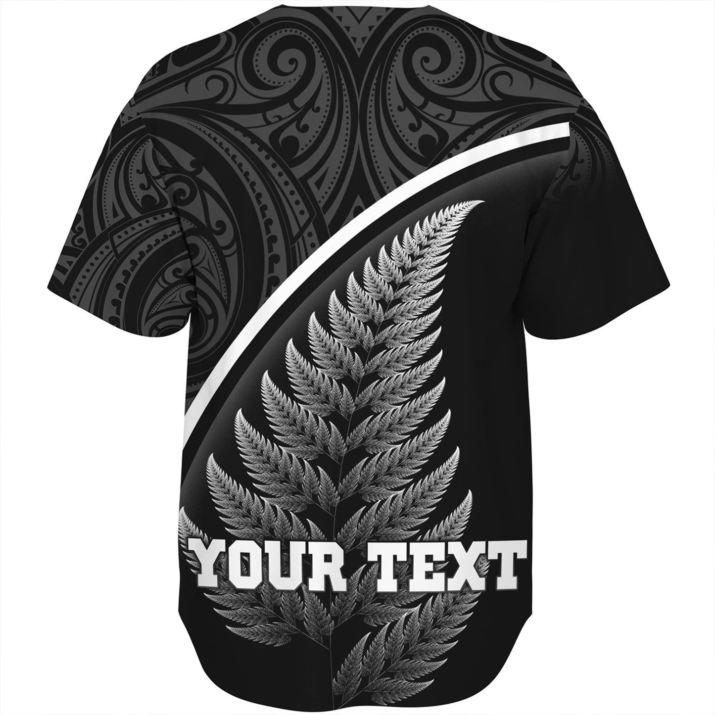 New Zealand Custom Personalised Baseball Shirt Maori Style Ethnic Curve Design