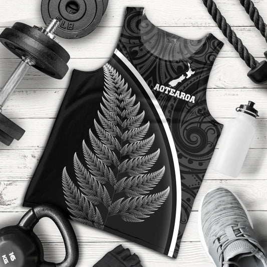 New Zealand Custom Personalised Tank Top Maori Style Ethnic Curve Design