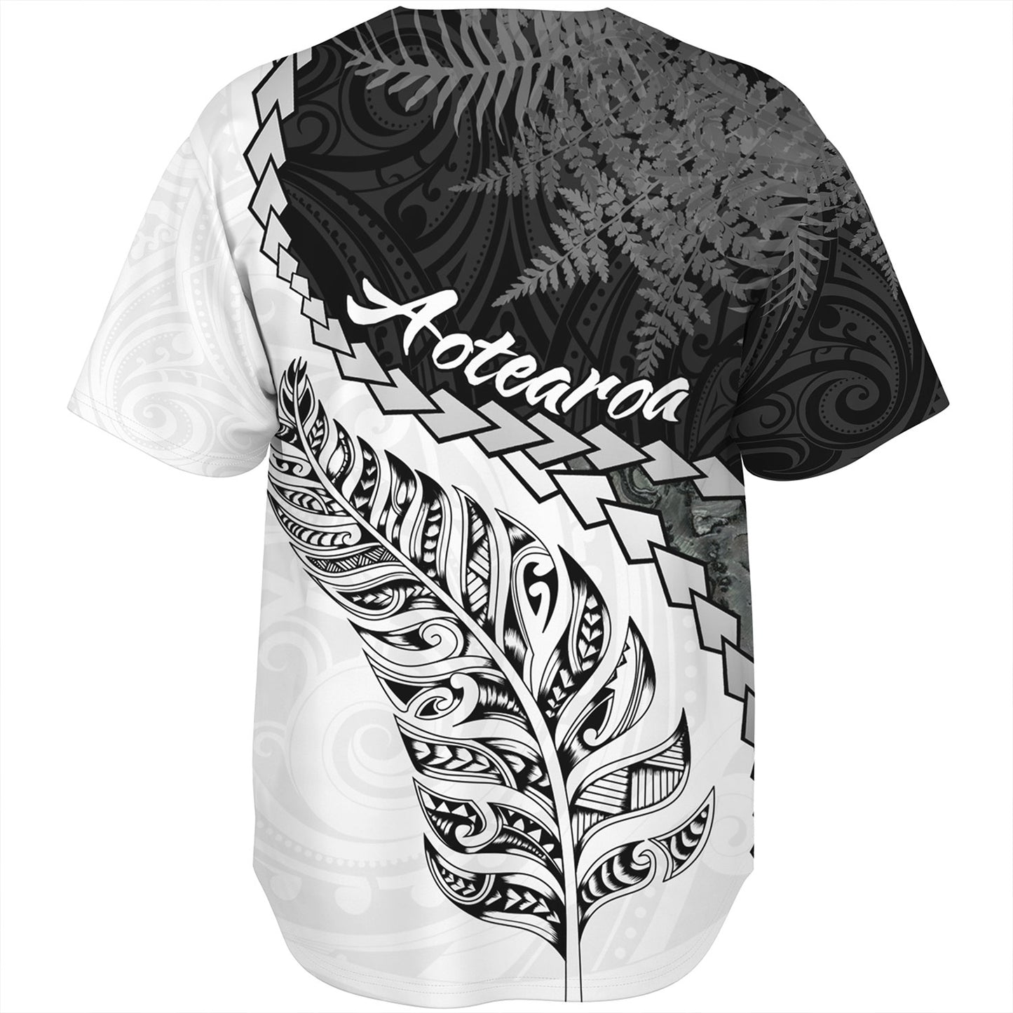 New Zealand Custom Personalised Baseball Shirt Silver Fern Maori Pattern