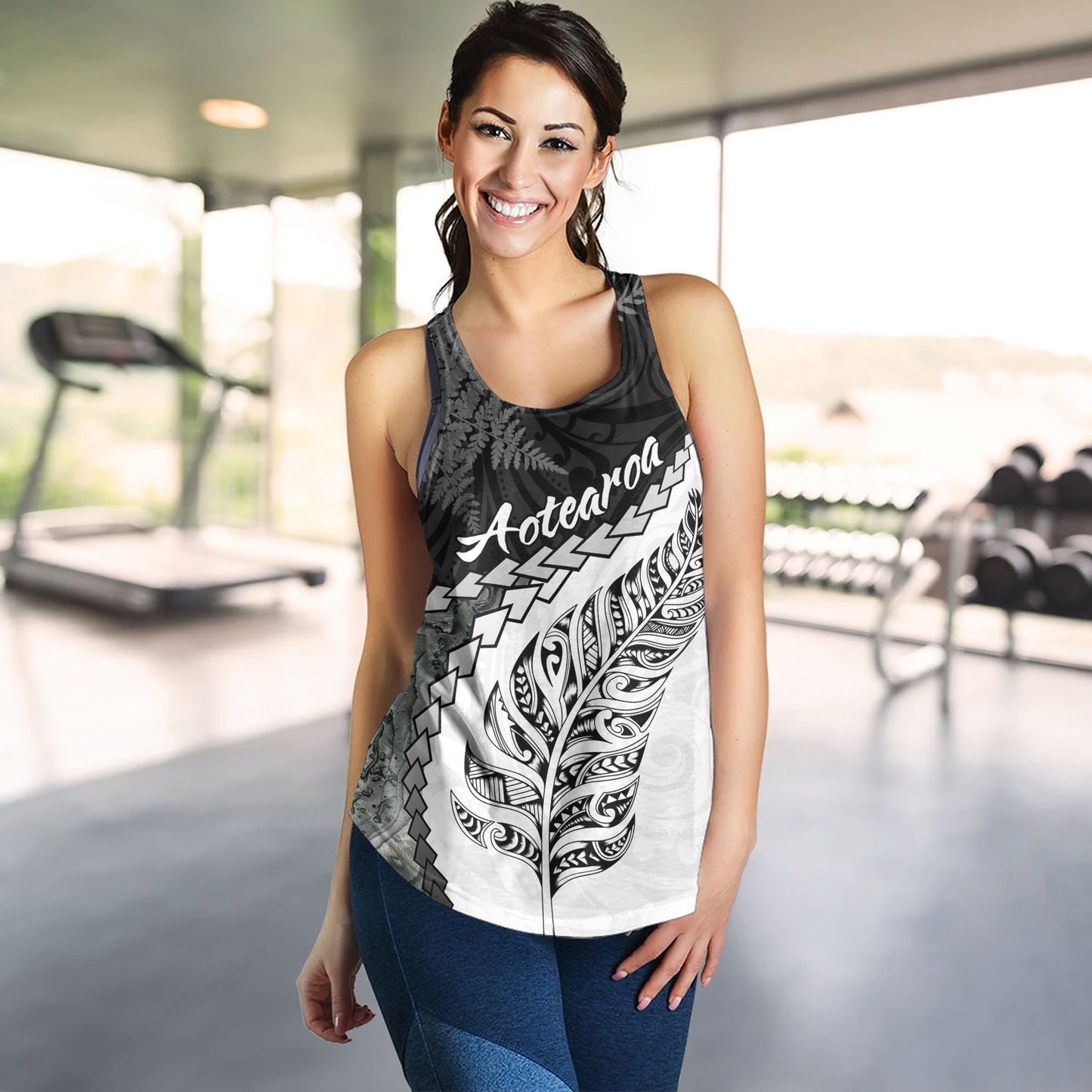New Zealand Custom Personalised Women Tank Silver Fern Maori Pattern