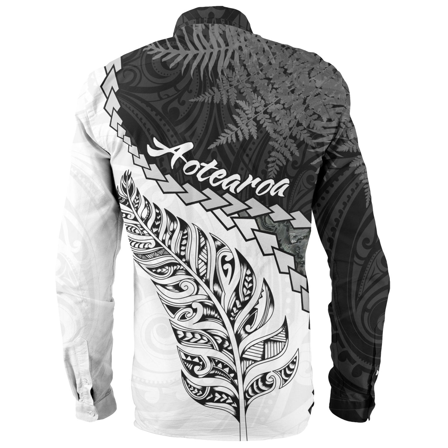New Zealand Custom Personalised Long Sleeve Shirt Silver Fern Maori Pattern
