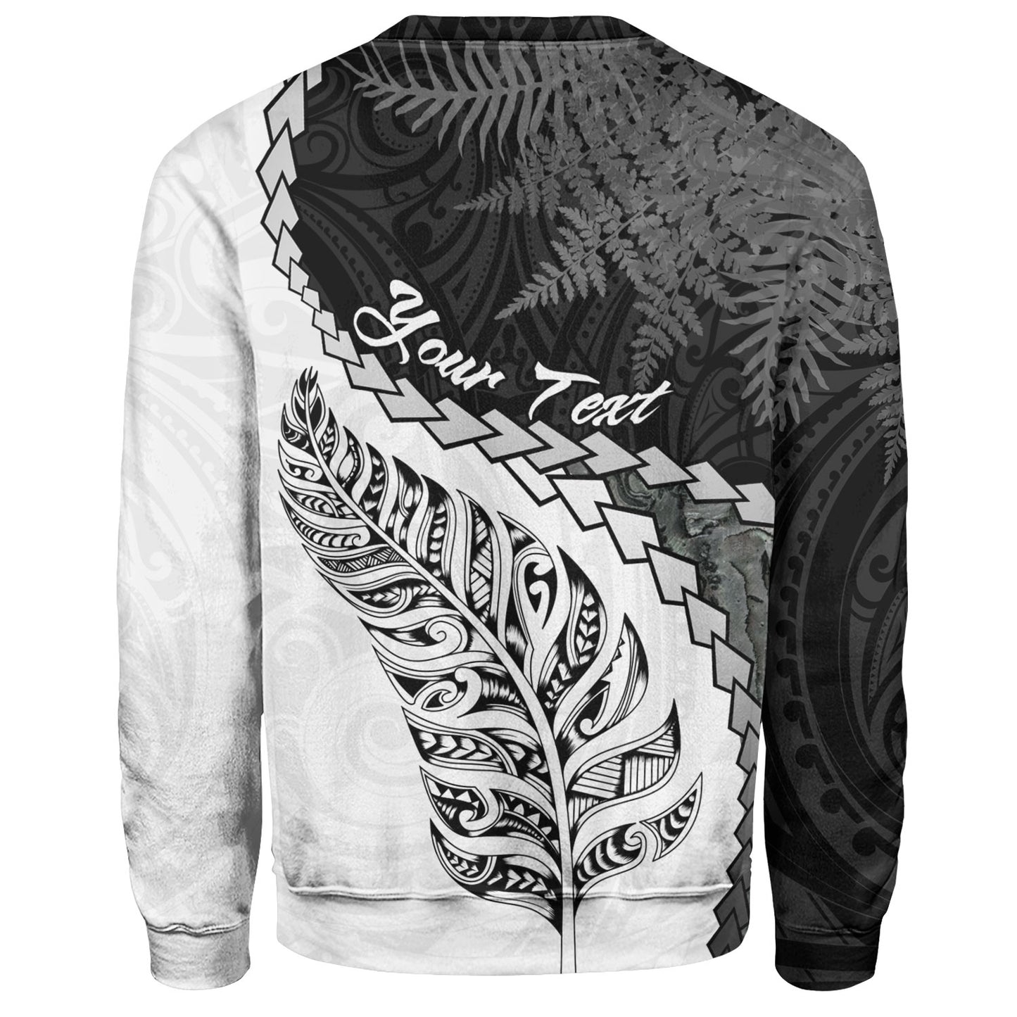 New Zealand Custom Personalised Sweatshirt Silver Fern Maori Pattern