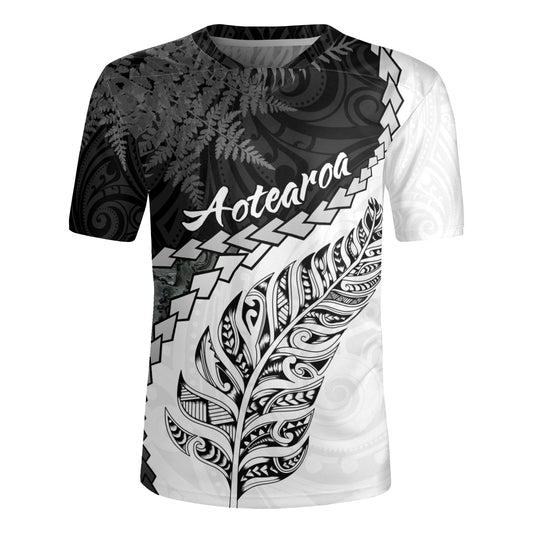 New Zealand Custom Personalised Rugby Jersey Silver Fern Maori Pattern