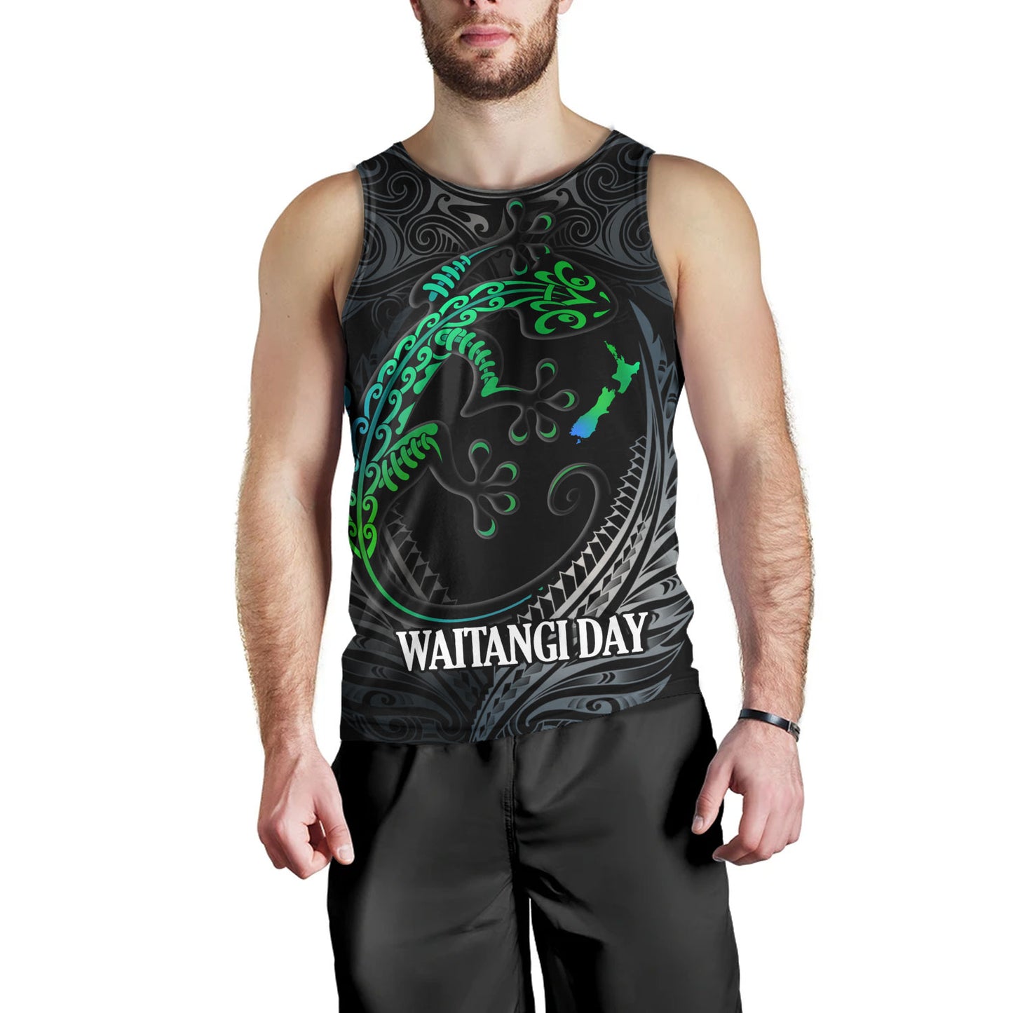 New Zealand Custom Personalised Tank Top Waitangi Day Ethnic Lizard Maori Patterns